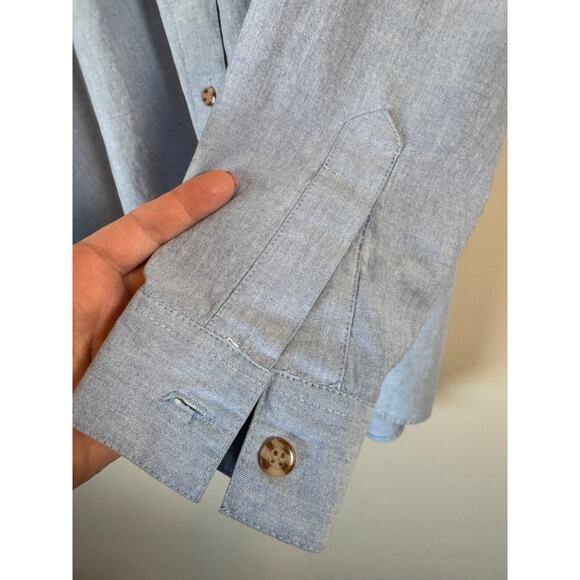 Vintage 80s Button Up Top Sz 20W Chambray Denim Embroidery Grannny Cottage Chic - Picture 5 of 6